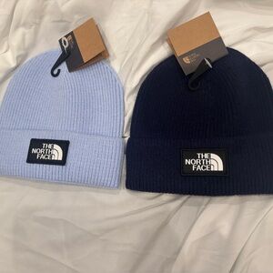 The North Face ligh Blue and Navy Beanies